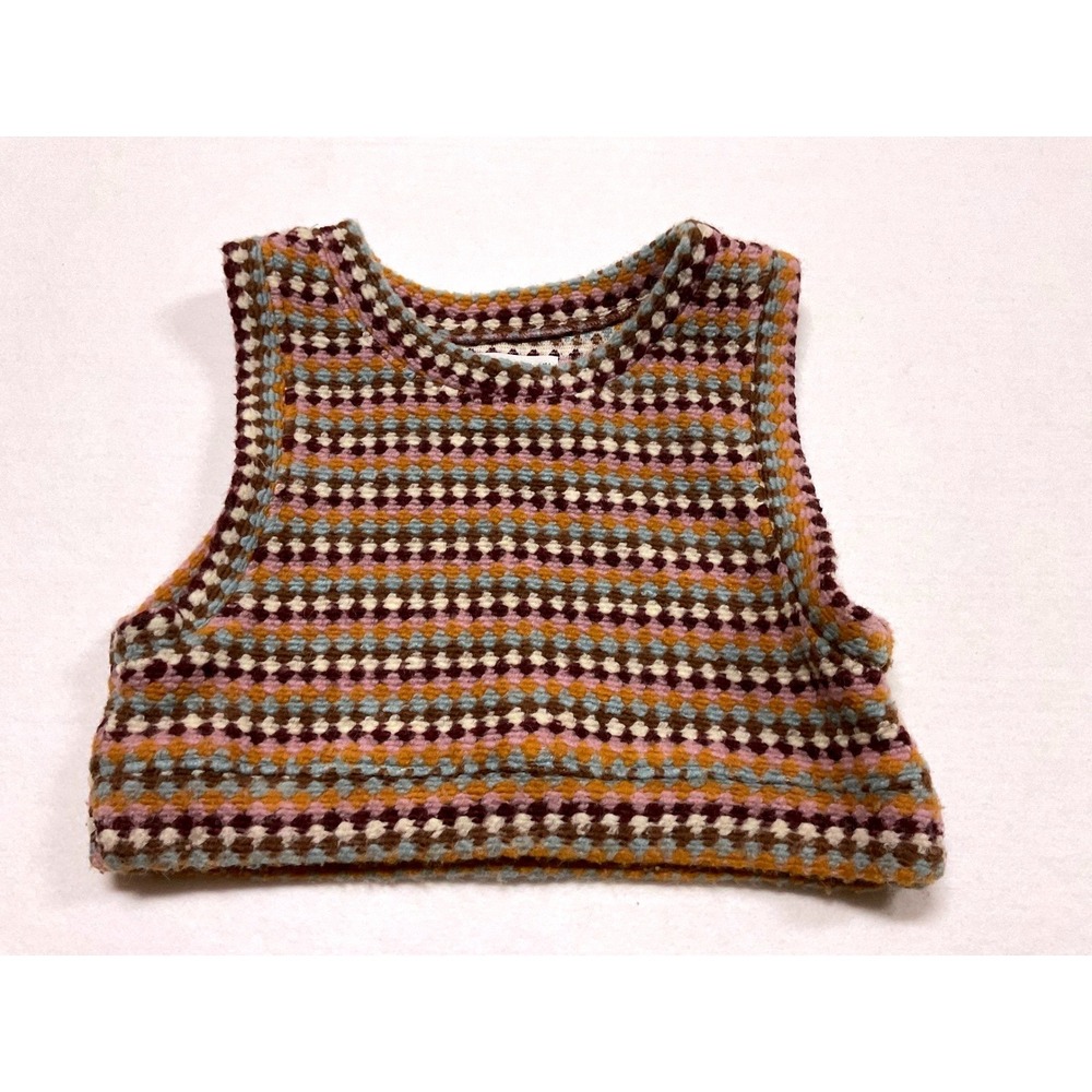 Zara Girls Multi Color Geometric Knit Sweater Vest Cropped Size 13-14 164cm